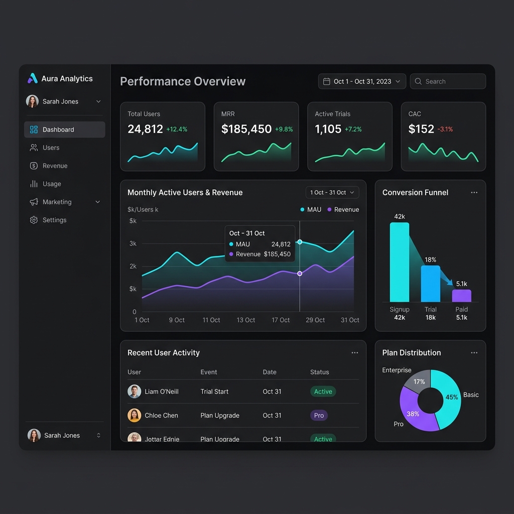 SaaS Analytics Dashboard UI